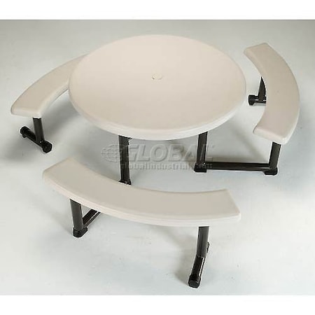 LIFETIME 44 Round Picnic Table, Swing-Out Benches, Plastic 260205